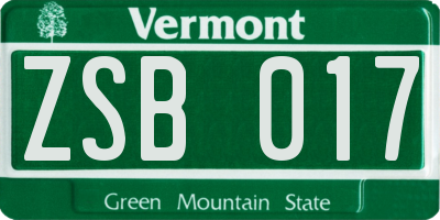 VT license plate ZSB017