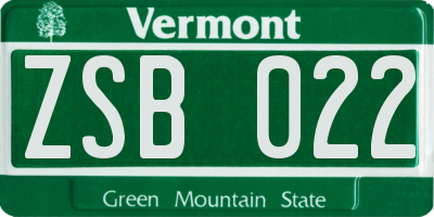 VT license plate ZSB022