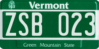 VT license plate ZSB023