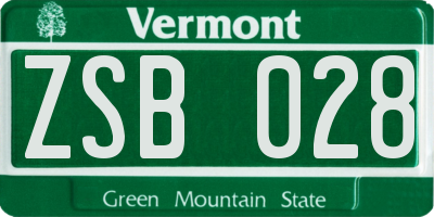 VT license plate ZSB028