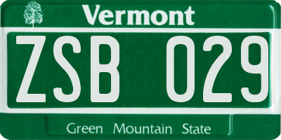 VT license plate ZSB029