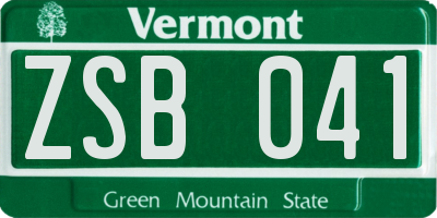 VT license plate ZSB041