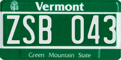 VT license plate ZSB043