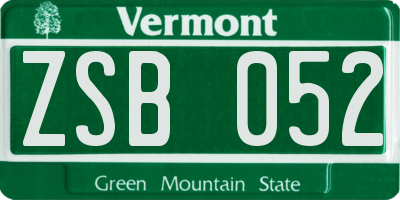 VT license plate ZSB052