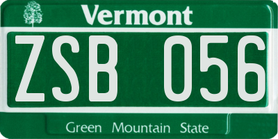 VT license plate ZSB056