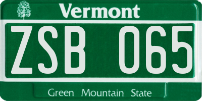 VT license plate ZSB065