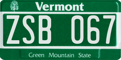 VT license plate ZSB067
