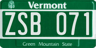 VT license plate ZSB071