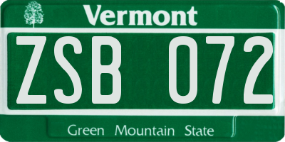 VT license plate ZSB072