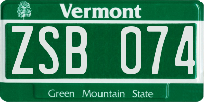 VT license plate ZSB074