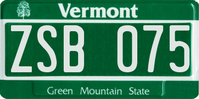 VT license plate ZSB075