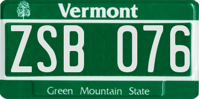 VT license plate ZSB076