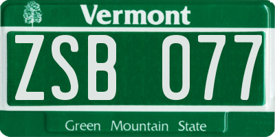 VT license plate ZSB077