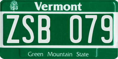 VT license plate ZSB079