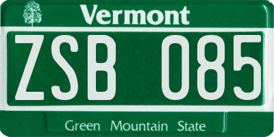 VT license plate ZSB085