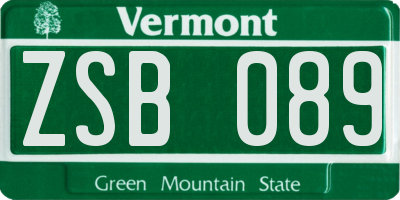 VT license plate ZSB089