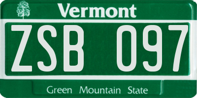 VT license plate ZSB097