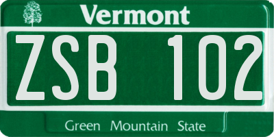 VT license plate ZSB102