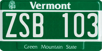 VT license plate ZSB103
