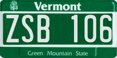 VT license plate ZSB106