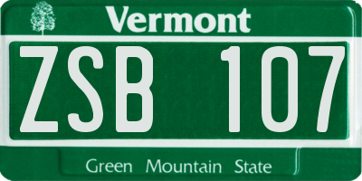 VT license plate ZSB107