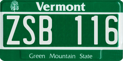VT license plate ZSB116
