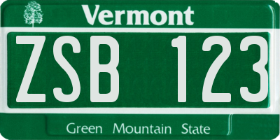 VT license plate ZSB123