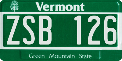 VT license plate ZSB126