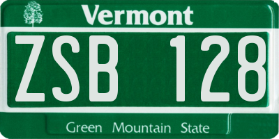 VT license plate ZSB128