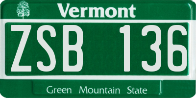 VT license plate ZSB136