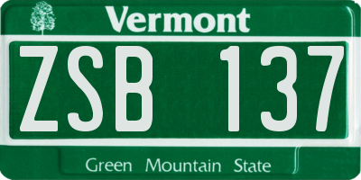 VT license plate ZSB137