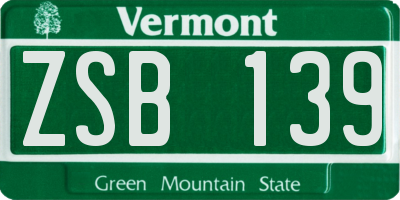 VT license plate ZSB139