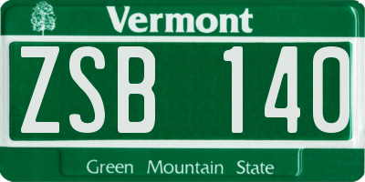 VT license plate ZSB140
