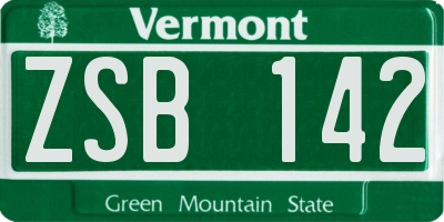 VT license plate ZSB142