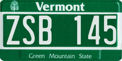 VT license plate ZSB145