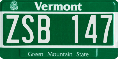 VT license plate ZSB147