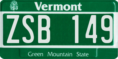 VT license plate ZSB149