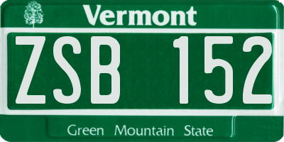 VT license plate ZSB152