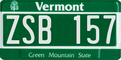 VT license plate ZSB157