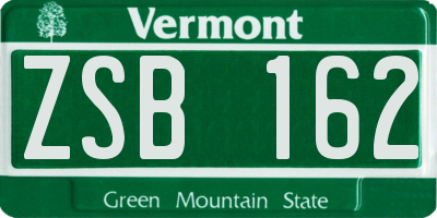 VT license plate ZSB162