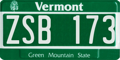 VT license plate ZSB173
