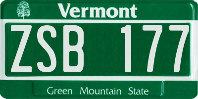 VT license plate ZSB177
