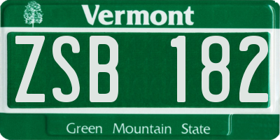 VT license plate ZSB182