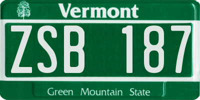 VT license plate ZSB187