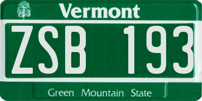 VT license plate ZSB193