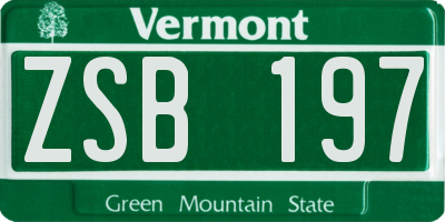 VT license plate ZSB197