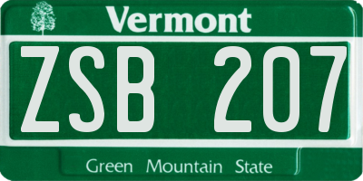 VT license plate ZSB207