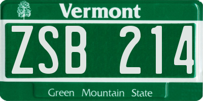 VT license plate ZSB214