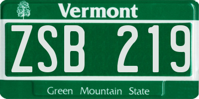 VT license plate ZSB219