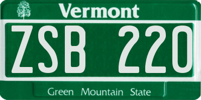 VT license plate ZSB220